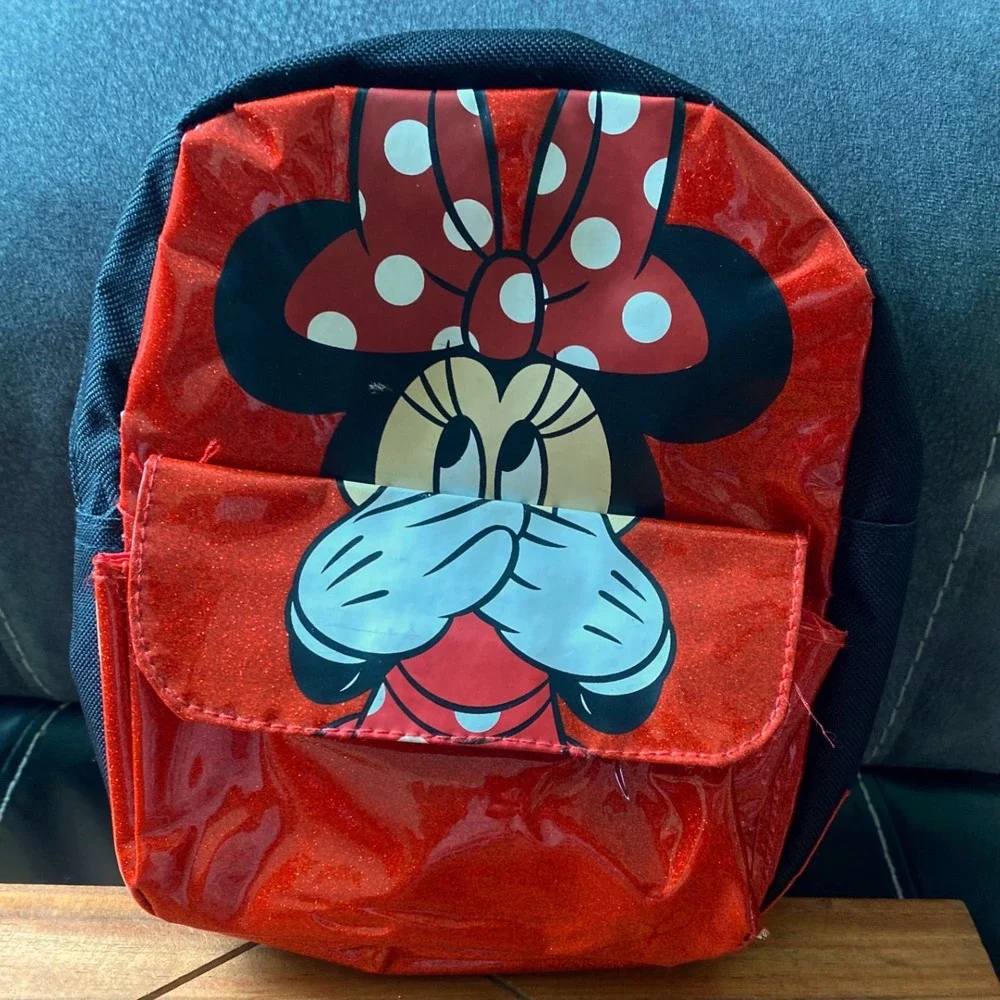 Disney Minnie Mouse Backpack Toddler Kids‎ School Bag Red Glitter